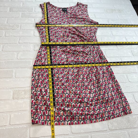 Nic+Zoe Dress XL Pink Geometric Gathered Waist Twist Stretch Knit Sleeveless - Picture 2 of 10